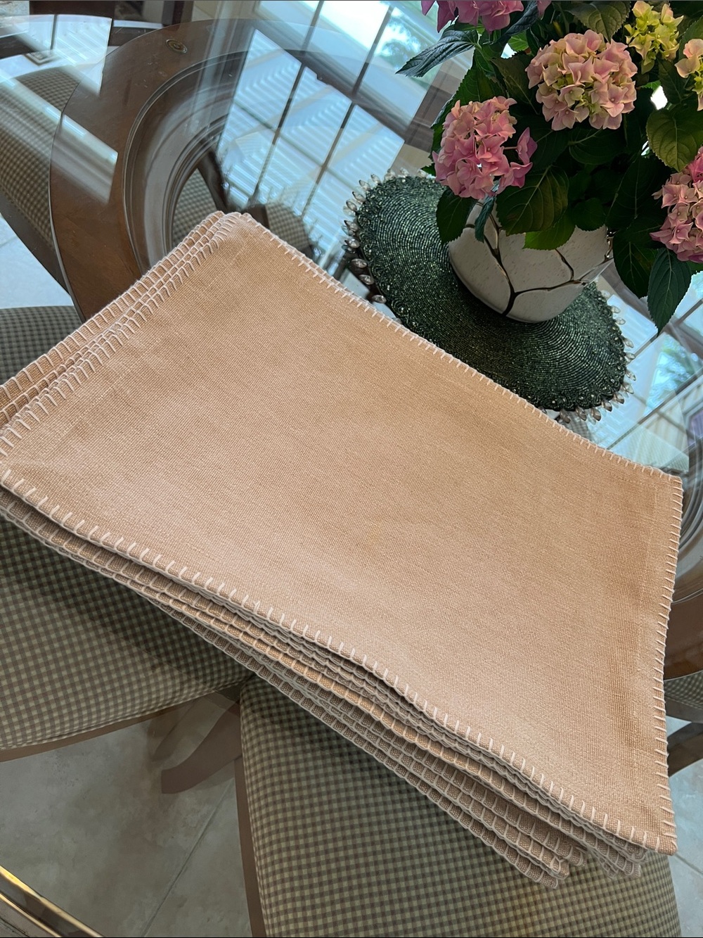 Pottery Barn Neutral Beige Woven Placemat Set